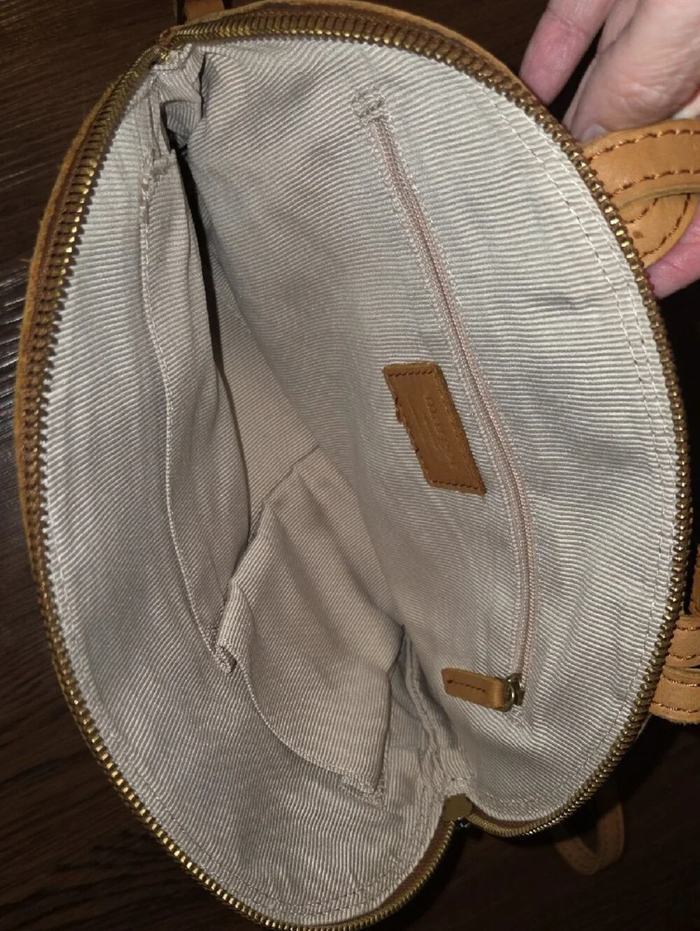 Round Leather Backpack in Mustard Yellow